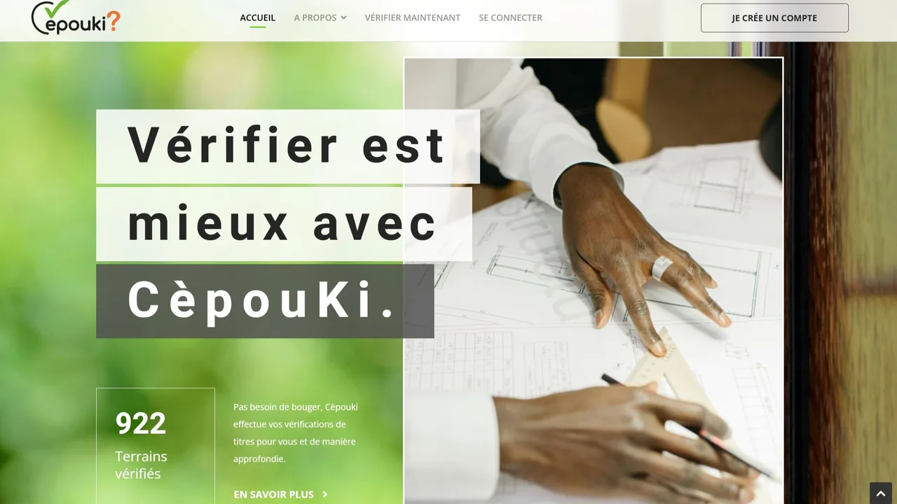 Screenshot of the CèpouKi website, a property checking service